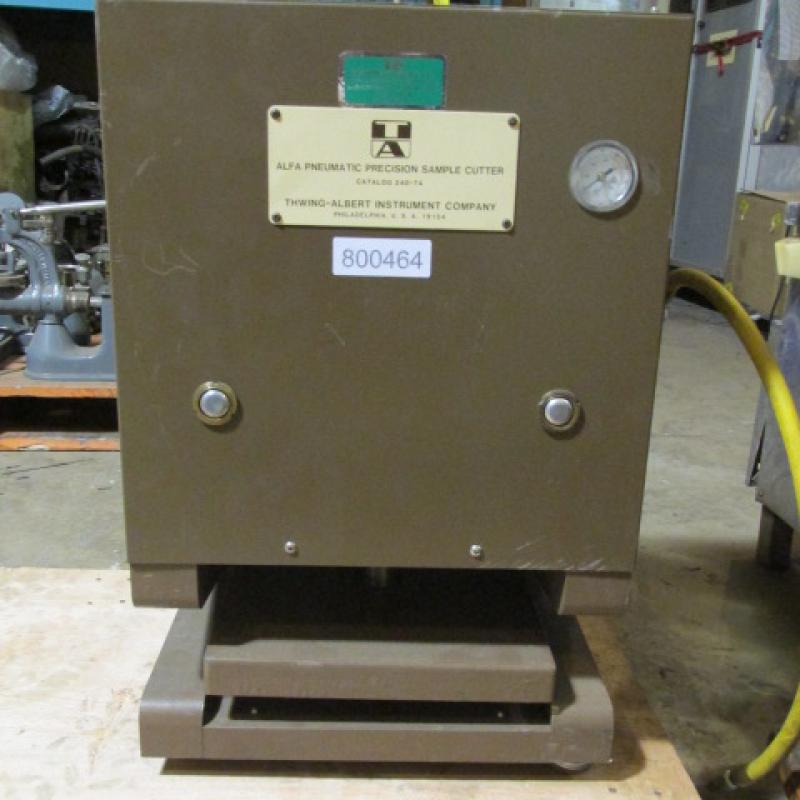Alfa Pneumatic Die Cutter Alfa Pneumatic Die Cutter - The Alfa 7A is a totally pneumatically powered cutter that will cut up to a 10 x 210 inch sample. It weighs 160 pounds, is 16 x 16 x 24 inches high. It features two button required safety switches and can cut heavy paper, cardboard, foils, rubber, plastic, tissue and light nonwovens. It features 3 sided access.