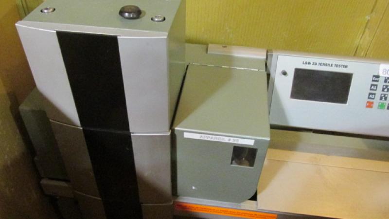 ZDT Tester - This Lorentzen and Wettre ZD-tensile tester measures the maximum stress a multi layer paper or board can resist without delamination. Force is applied perpendicular to the surface of the test material. Results are displayed on the LCD display or can be exported to a separate computer.