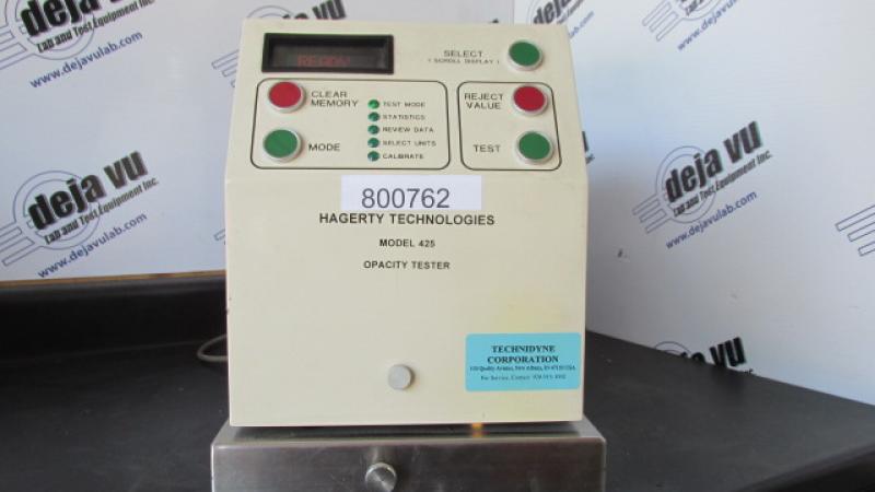 Opacity Meter - The Hagerty 425 measures TAPPI T-425 opacity. It features legendary Hagerty reliability and durability. Dimensions are 10 in. wide x 12.75 in. high x 13 in. deep. Power is 120 vac, 130 watts.