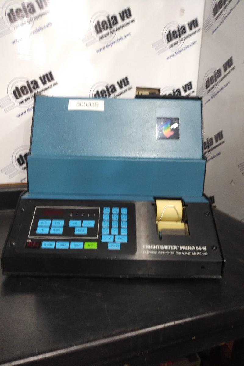 TAPPI Brightness Opacity Color Meter - This  Brightimeter Micro S-5 measures true TAPPI brightness. Designed with conformance to TAPPI Official Test Methods for the pulp and paper industry, this is a simple-to-operate instrument  Easy-to-Use, Built-in Printer Prompts make operation simple, even for unskilled operators. Automatic Microprocessor Controlled Electronics means instantaneous calculation, accuracy, and reliability. RS232 computer interface is standard. Standards Storage- non volatile memory is avaliable for storing more than 100 different shades.